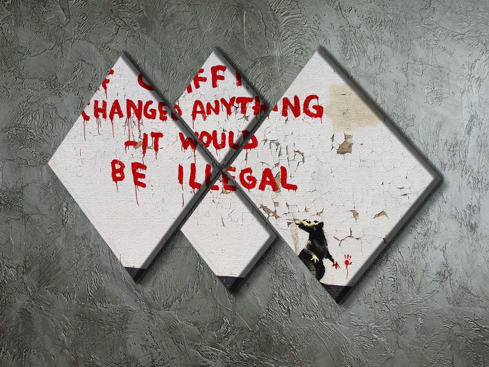 Banksy If Graffiti Changed Anything 4 Square Multi Panel Canvas - Canvas Art Rocks - 2