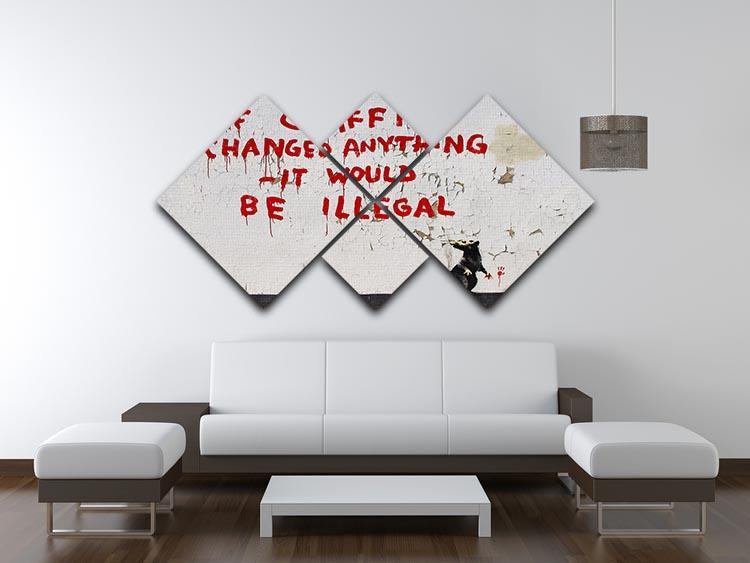Banksy If Graffiti Changed Anything 4 Square Multi Panel Canvas - Canvas Art Rocks - 3