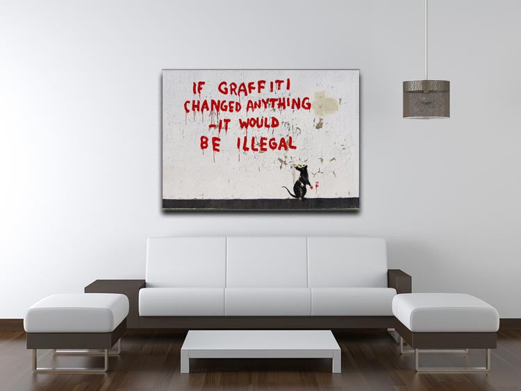 Banksy If Graffiti Changed Anything Canvas Print & Poster - US Canvas Art Rocks