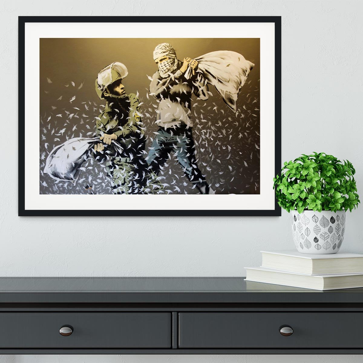 Banksy Israeli or Palestinian Pillow Fight Framed Print