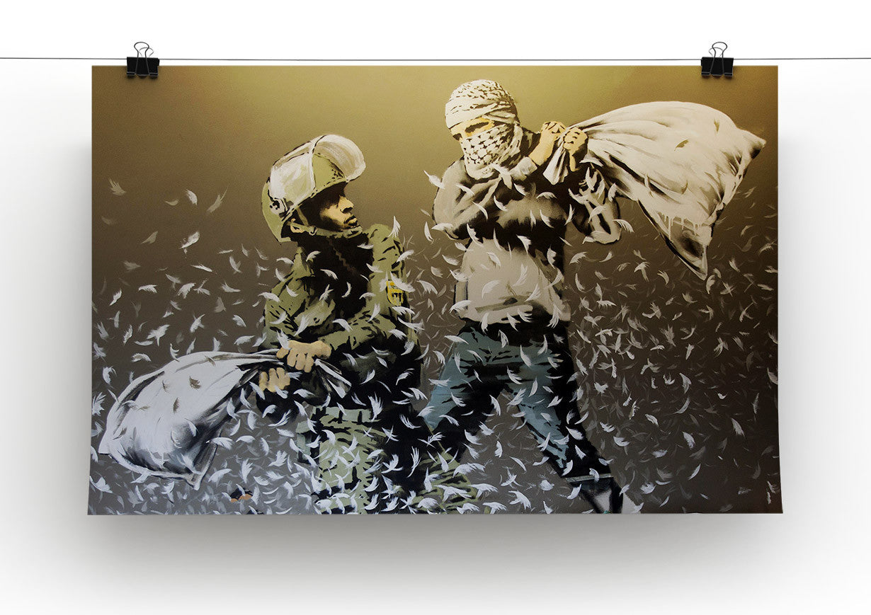 Banksy Israeli & Palestinian Pillow Fight Canvas Print & Poster - US Canvas Art Rocks