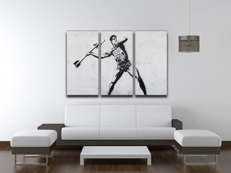 Banksy Javelin Thrower 3 Split Panel Canvas Print - Canvas Art Rocks