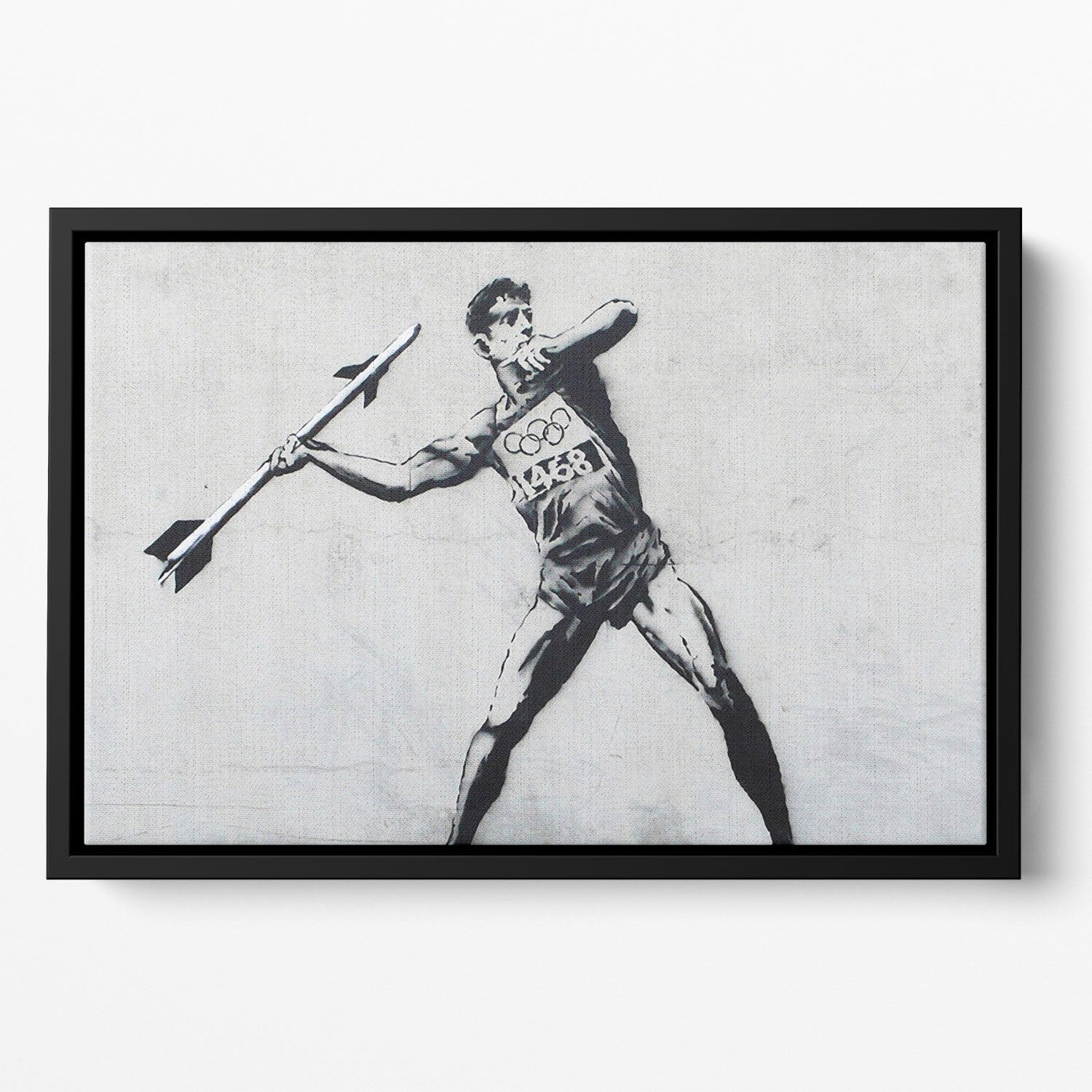Banksy Javelin Thrower Floating Framed Canvas