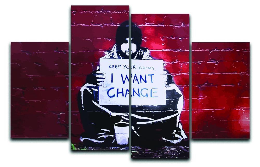 Banksy Keep Your Coins 4 Split Panel Canvas  - Canvas Art Rocks - 1
