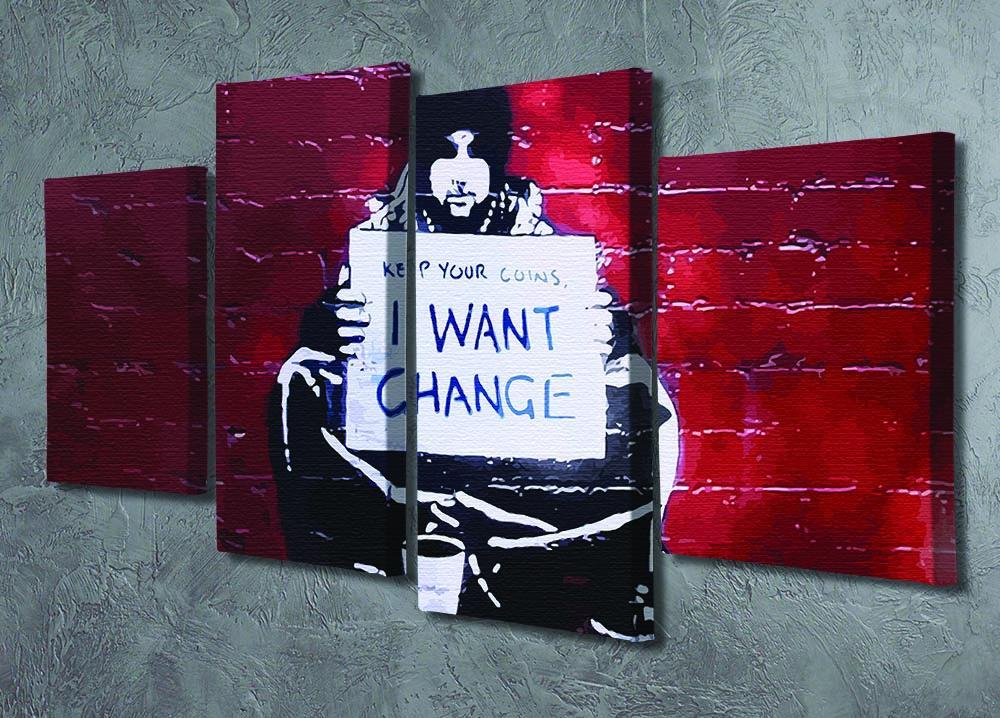 Banksy Keep Your Coins 4 Split Panel Canvas - Canvas Art Rocks - 2