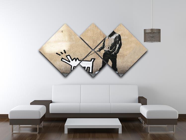 Banksy Keith Haring Dog 4 Square Multi Panel Canvas - Canvas Art Rocks - 3