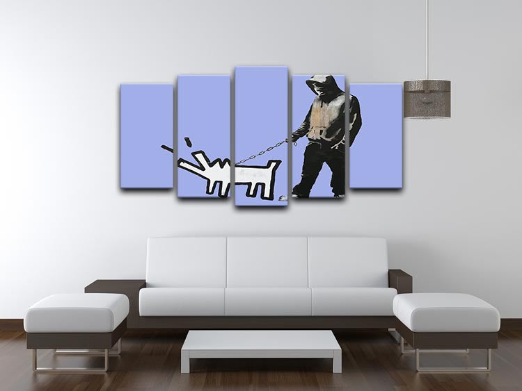Banksy Keith Haring Dog Blue 5 Split Panel Canvas - Canvas Art Rocks - 3