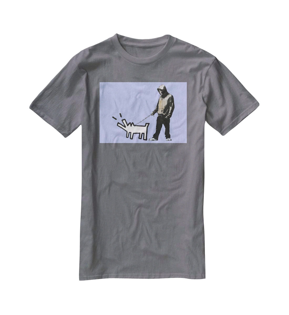 Banksy Keith Haring Dog Blue T-Shirt - Canvas Art Rocks - 3