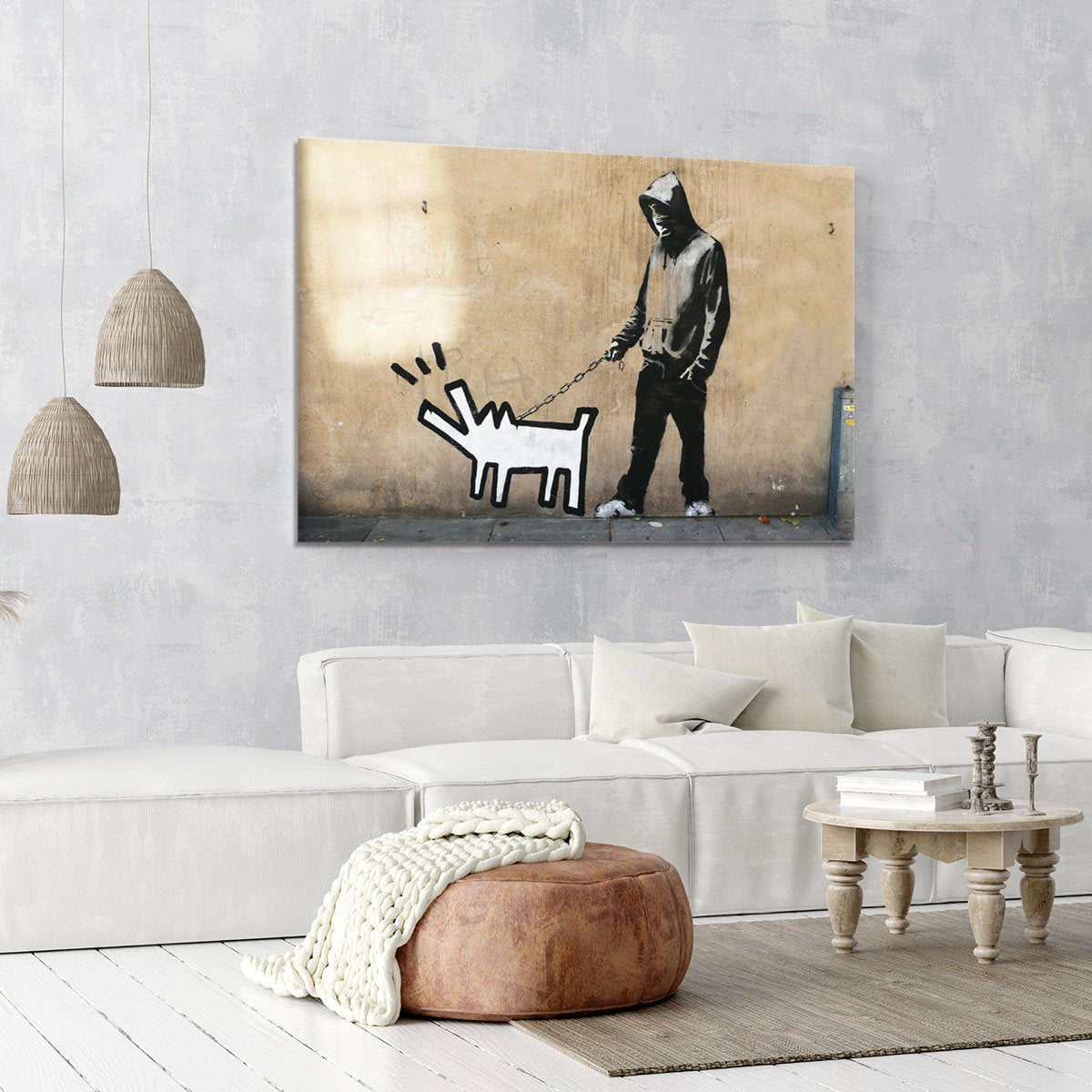 Banksy Keith Haring Dog Canvas Print or Poster