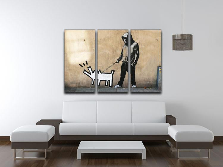 Banksy Keith Haring Dog 3 Split Panel Canvas Print - Canvas Art Rocks