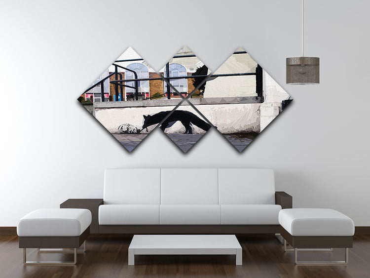 Banksy Kentucky Fox 4 Square Multi Panel Canvas - Canvas Art Rocks - 3