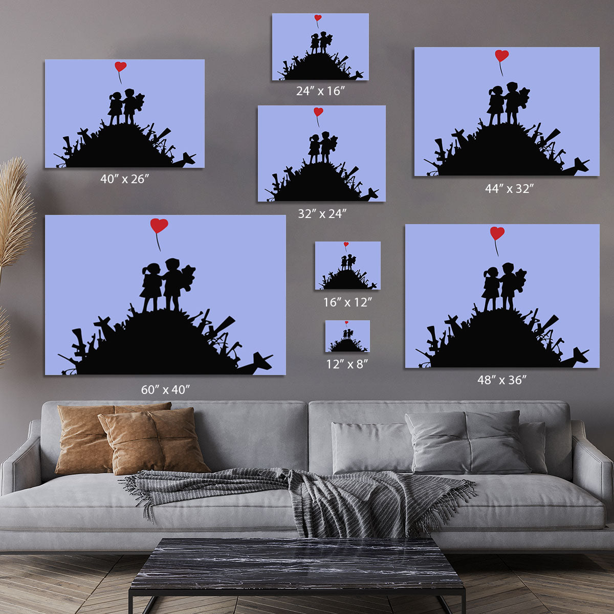 Banksy Kids On Gun Hill Blue Canvas Print or Poster - Canvas Art Rocks - 7
