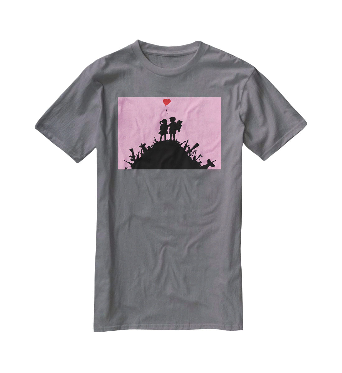 Banksy Kids On Gun Hill Pink T-Shirt - Canvas Art Rocks - 3