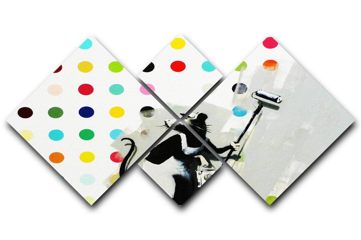 Banksy LSD Damien Hirst 4 Square Multi Panel Canvas  - Canvas Art Rocks - 1