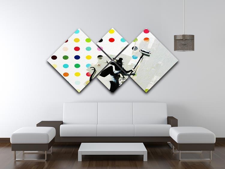 Banksy LSD Damien Hirst 4 Square Multi Panel Canvas - Canvas Art Rocks - 3