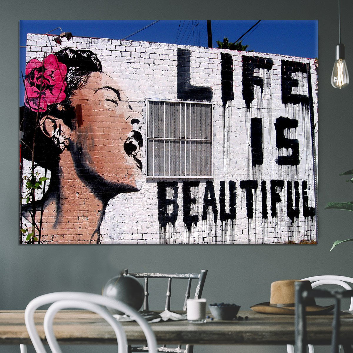 Banksy Life is Beautiful Canvas Print or Poster