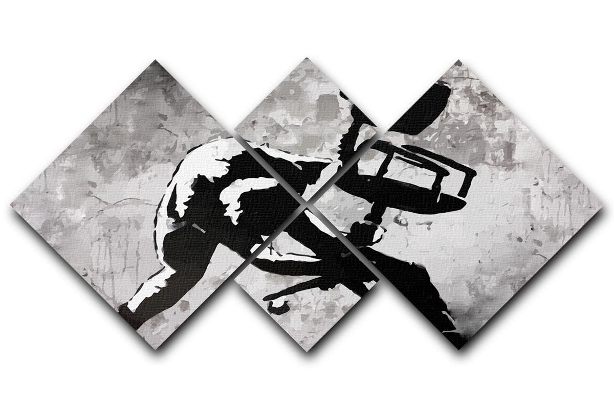 Banksy London Calling 4 Square Multi Panel Canvas  - Canvas Art Rocks - 1