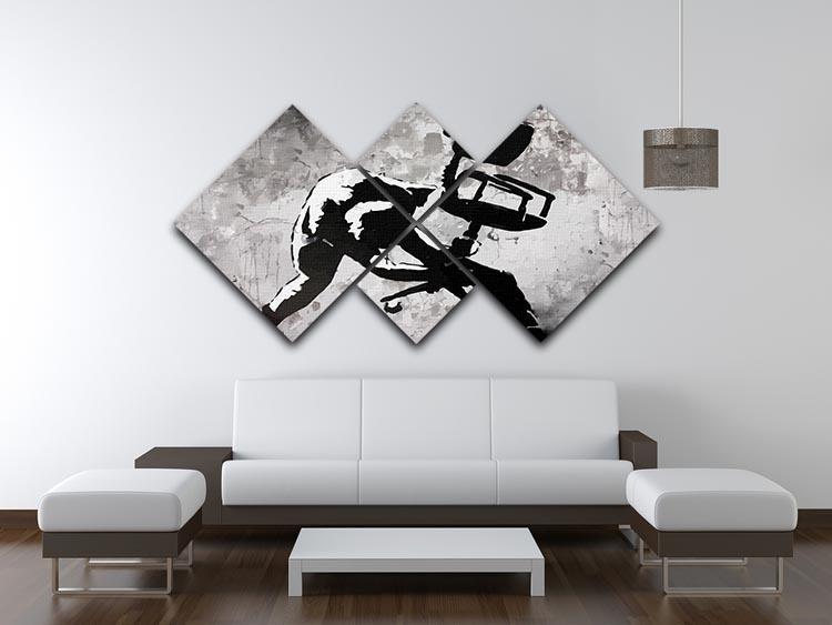 Banksy London Calling 4 Square Multi Panel Canvas - Canvas Art Rocks - 3