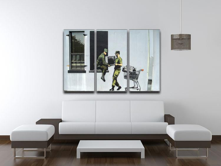 Banksy Looting Soldiers 3 Split Panel Canvas Print - Canvas Art Rocks