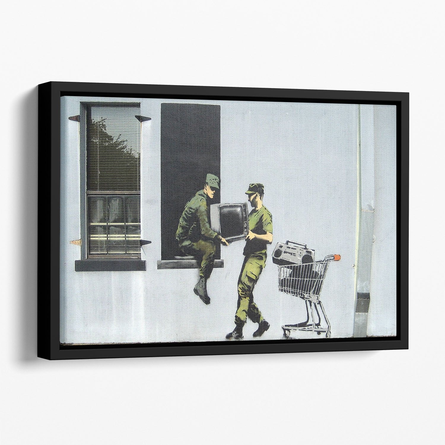 Banksy Looting Soldiers Floating Framed Canvas