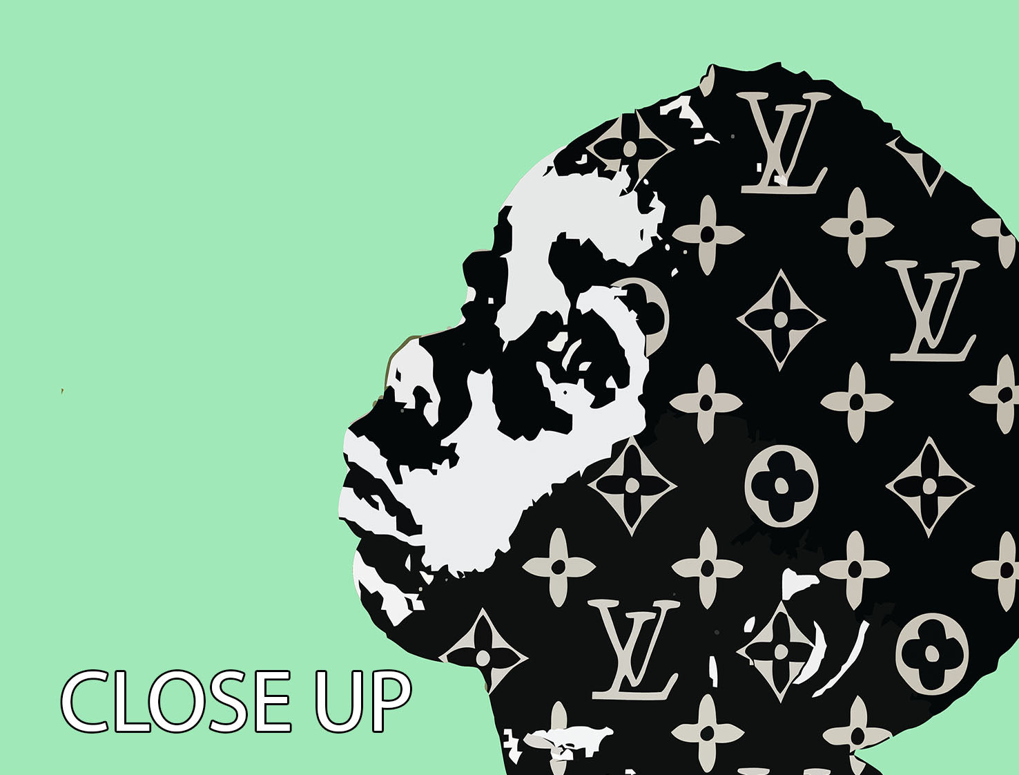 Banksy Louis Vuitton Kid Green 3 Split Panel Canvas Print - Canvas Art Rocks - 3