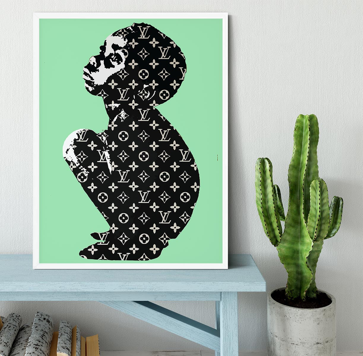 Banksy Louis Vuitton Kid Green Framed Print - Canvas Art Rocks -6