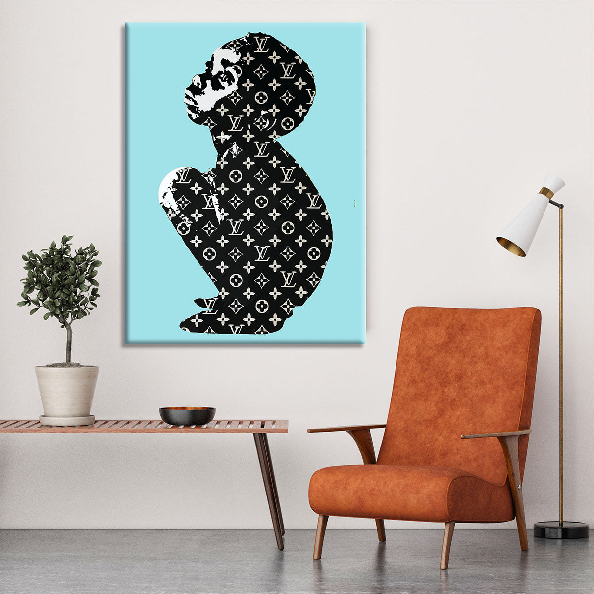 Banksy Louis Vuitton Kid Light Blue Canvas Print or Poster - Canvas Art Rocks - 6