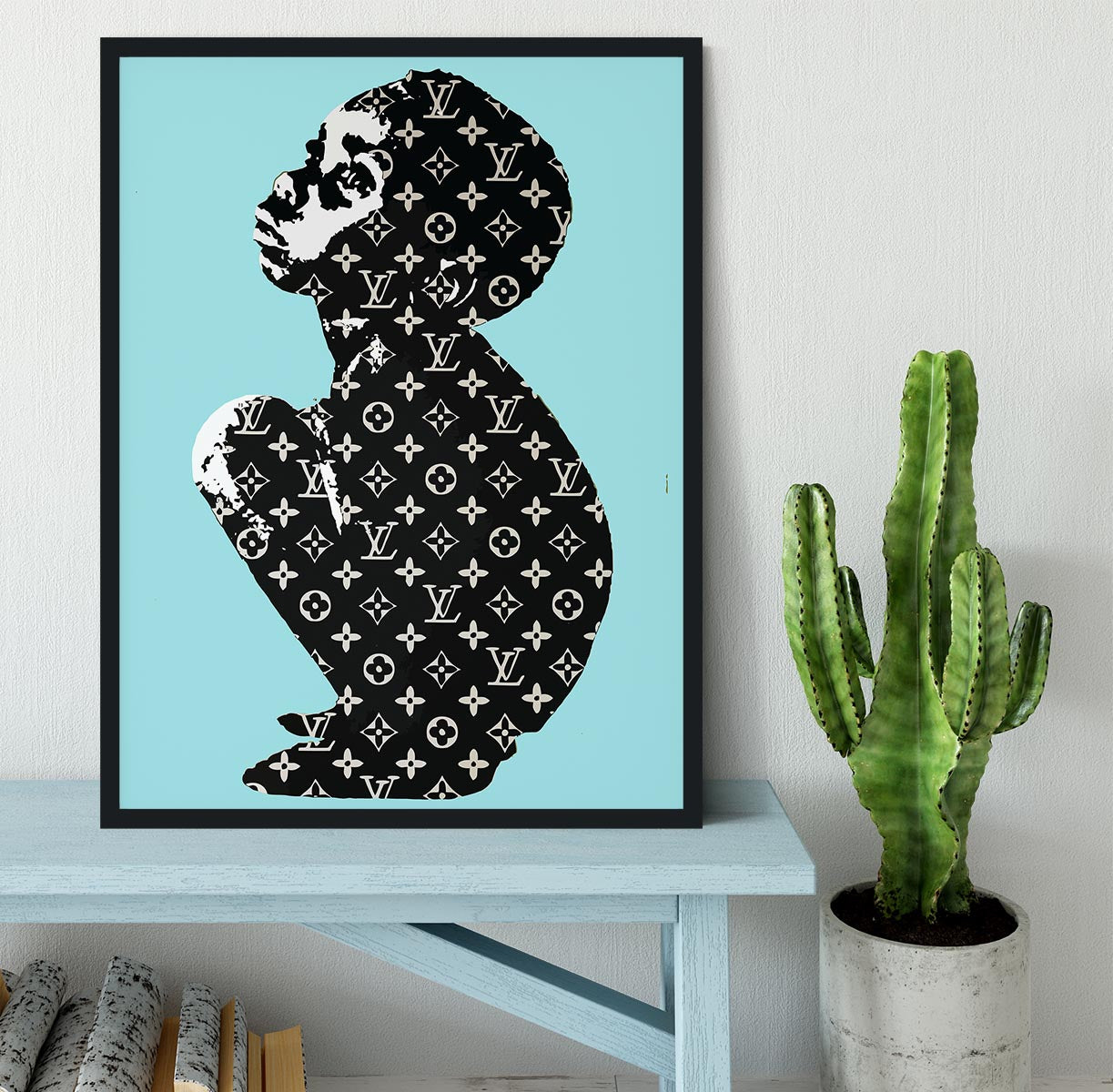 Banksy Louis Vuitton Kid Light Blue Framed Print - Canvas Art Rocks - 2