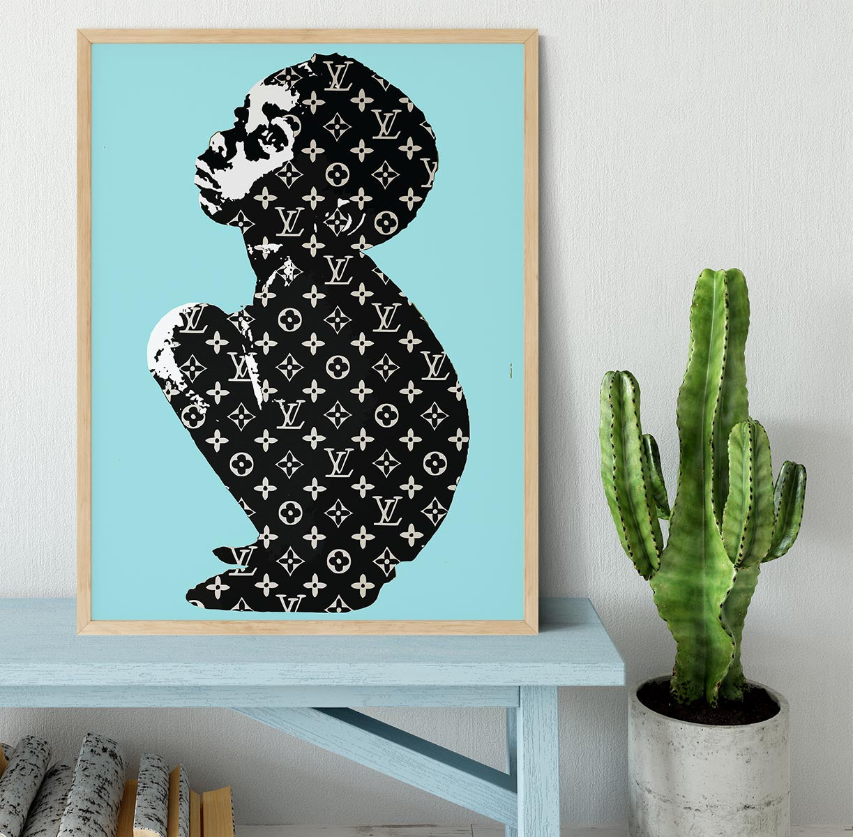 Banksy Louis Vuitton Kid Light Blue Framed Print - Canvas Art Rocks - 4