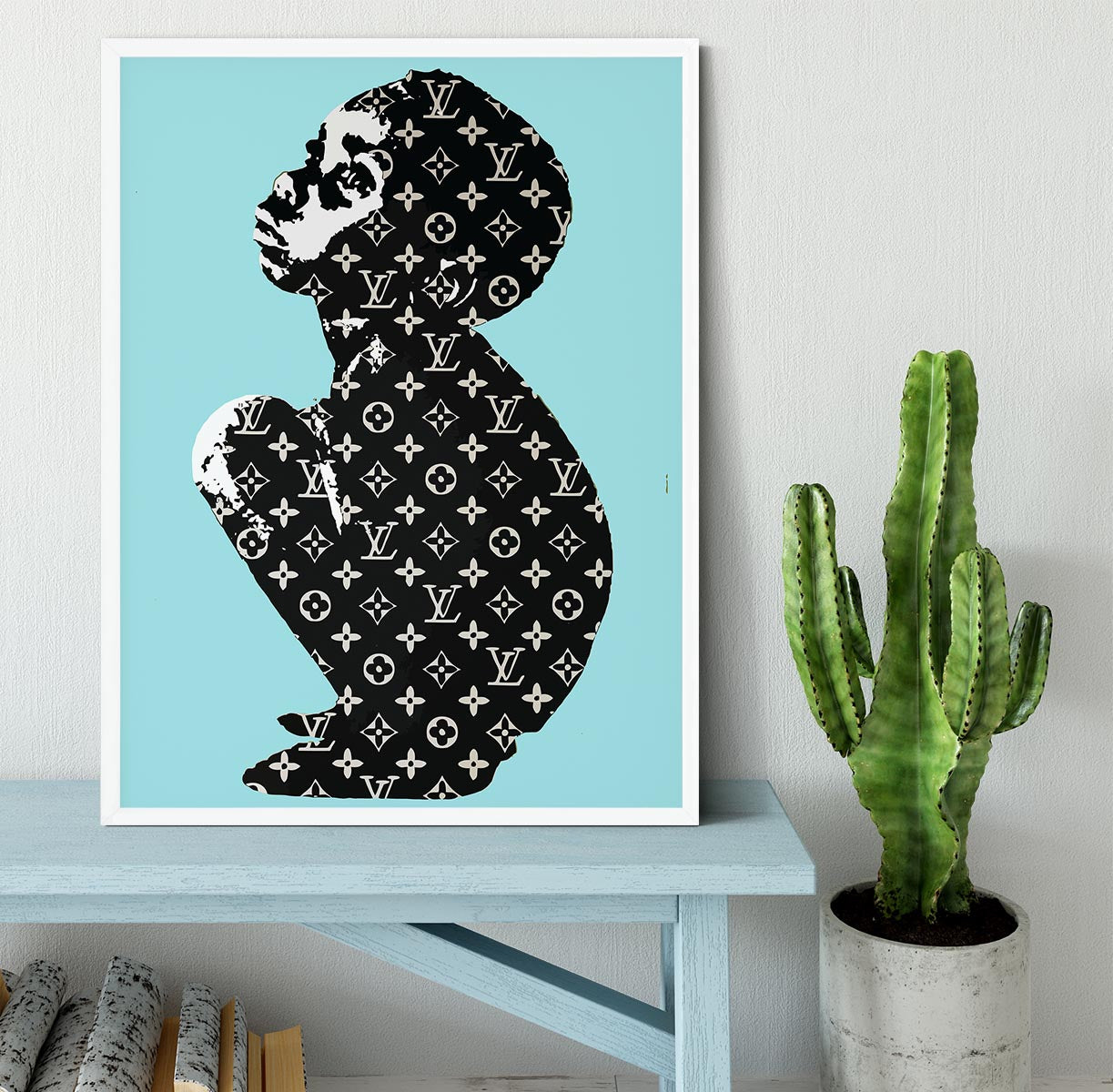 Banksy Louis Vuitton Kid Light Blue Framed Print - Canvas Art Rocks -6