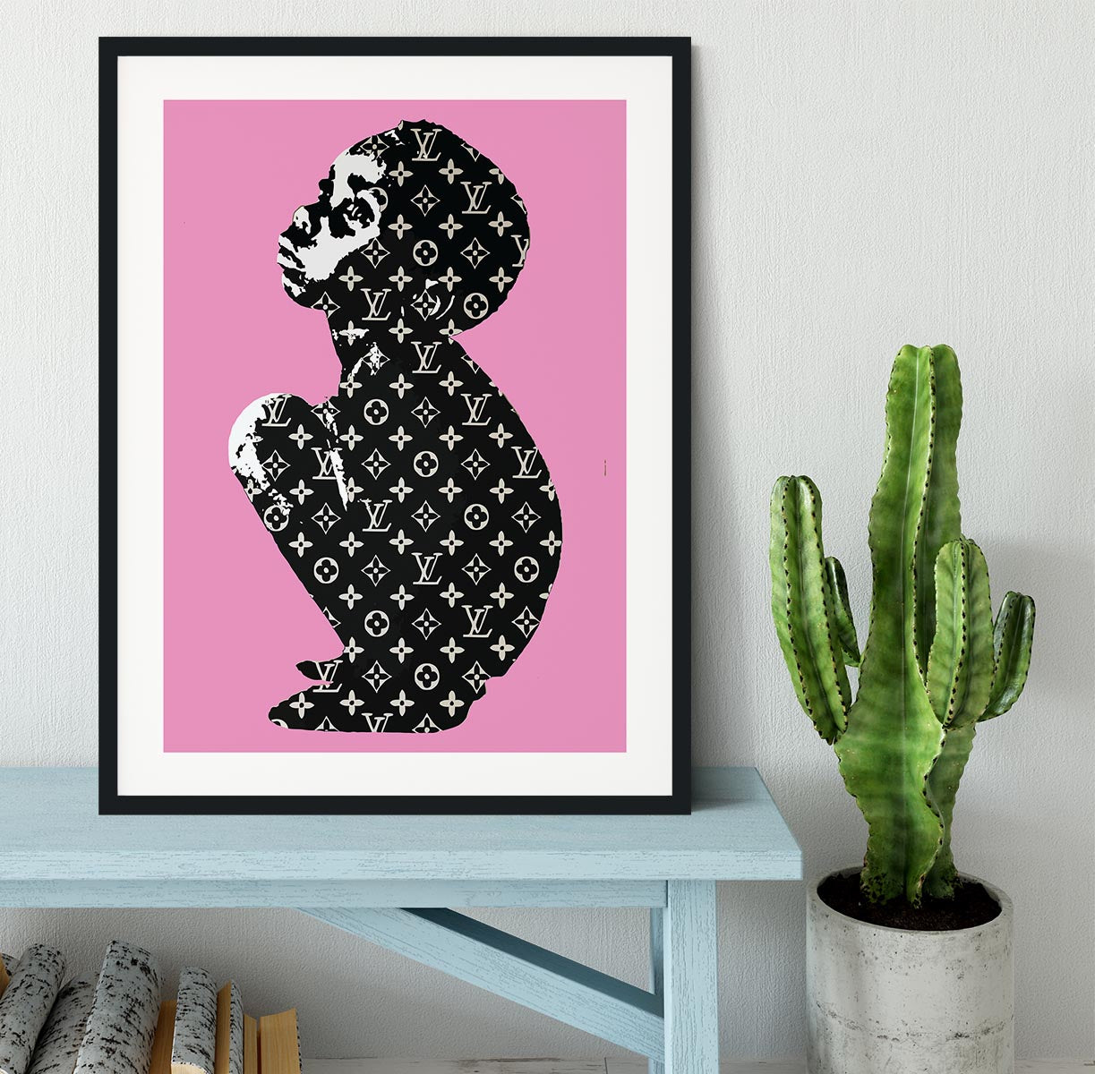 Banksy Louis Vuitton Kid Pink Framed Print - Canvas Art Rocks - 1