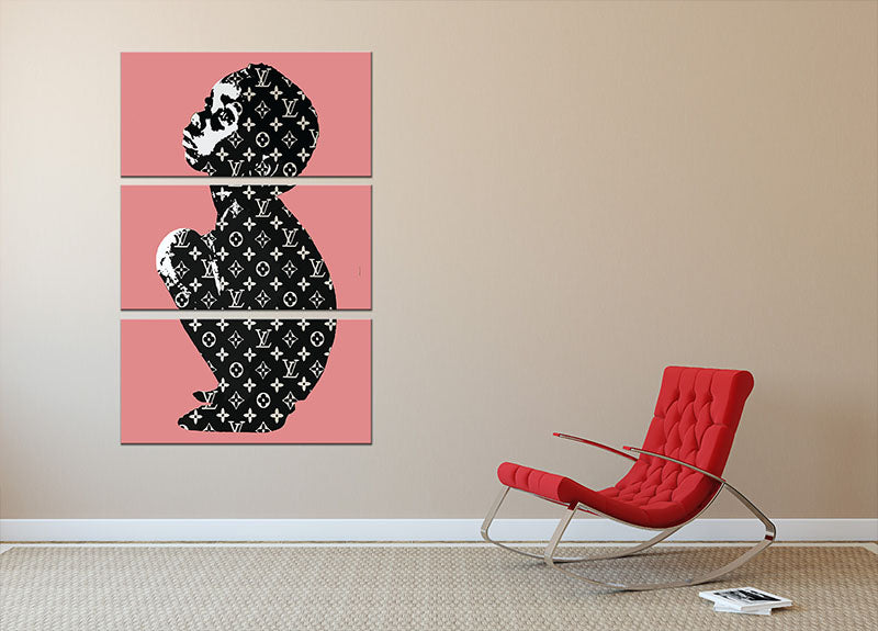 Banksy Louis Vuitton Kid Red 3 Split Panel Canvas Print - Canvas Art Rocks - 2