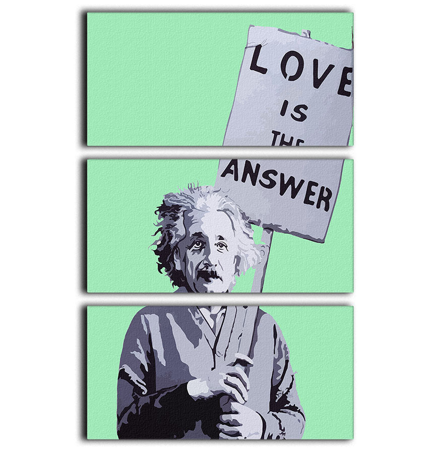 Banksy Love Is The Answer Green 3 Split Panel Canvas Print - Canvas Art Rocks - 1