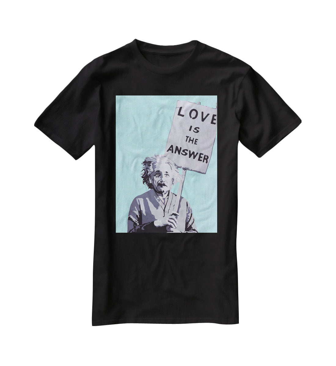 Banksy Love Is The Answer Light Blue T-Shirt - Canvas Art Rocks - 1