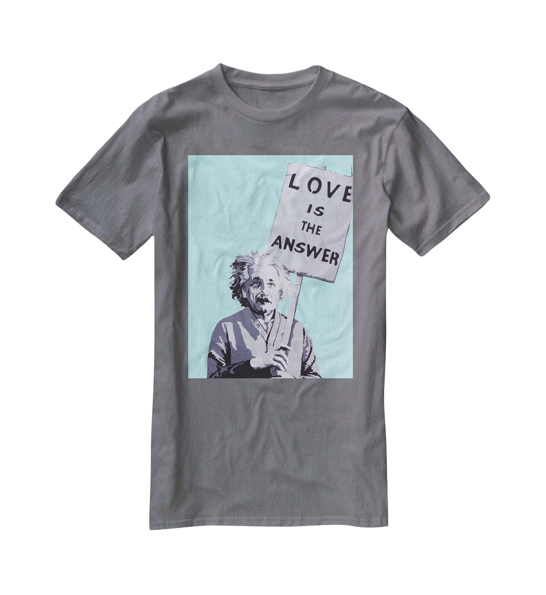 Banksy Love Is The Answer Light Blue T-Shirt - Canvas Art Rocks - 3