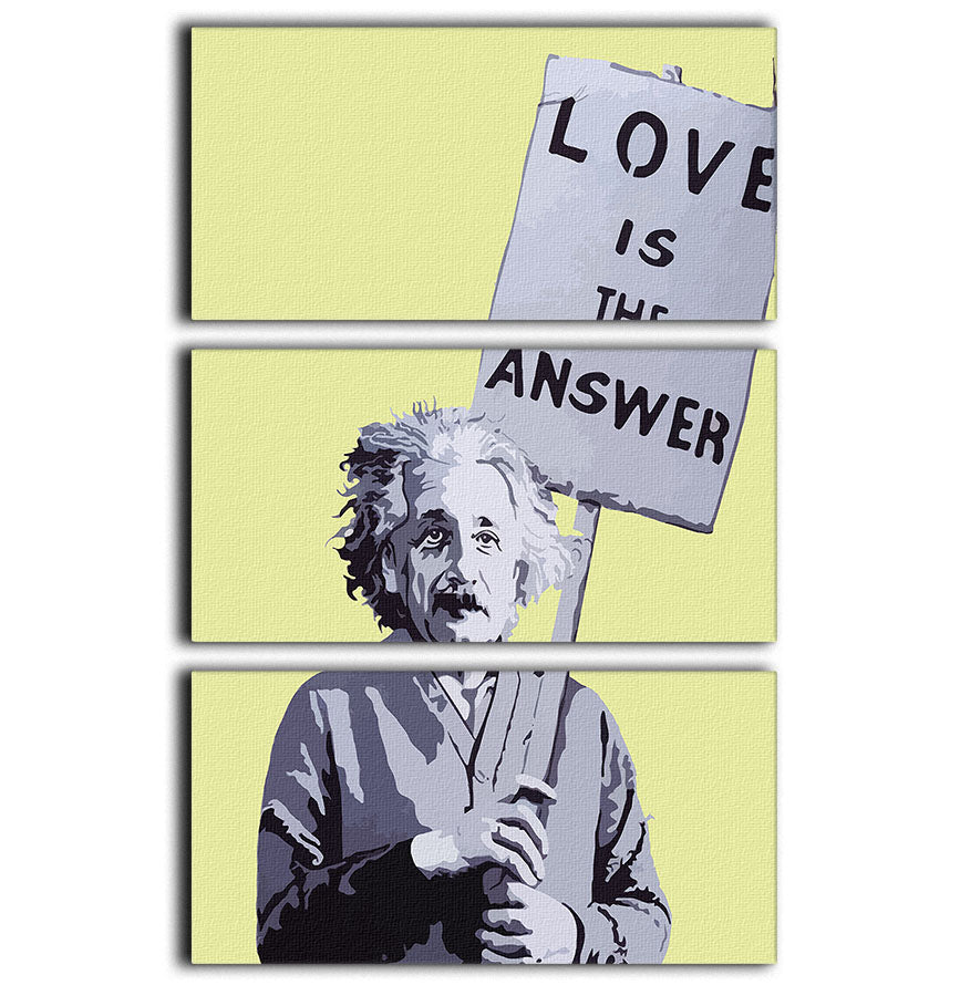 Banksy Love Is The Answer Yellow 3 Split Panel Canvas Print - Canvas Art Rocks - 1