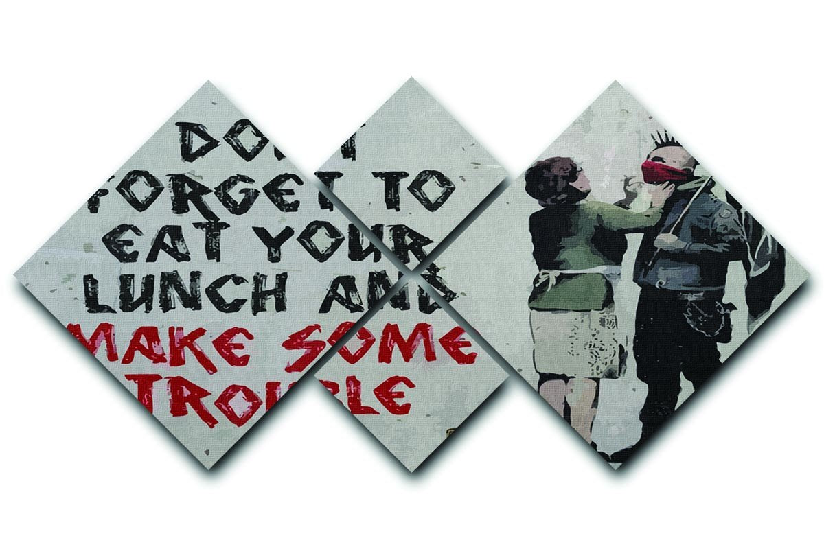 Banksy Make Some Trouble 4 Square Multi Panel Canvas  - Canvas Art Rocks - 1