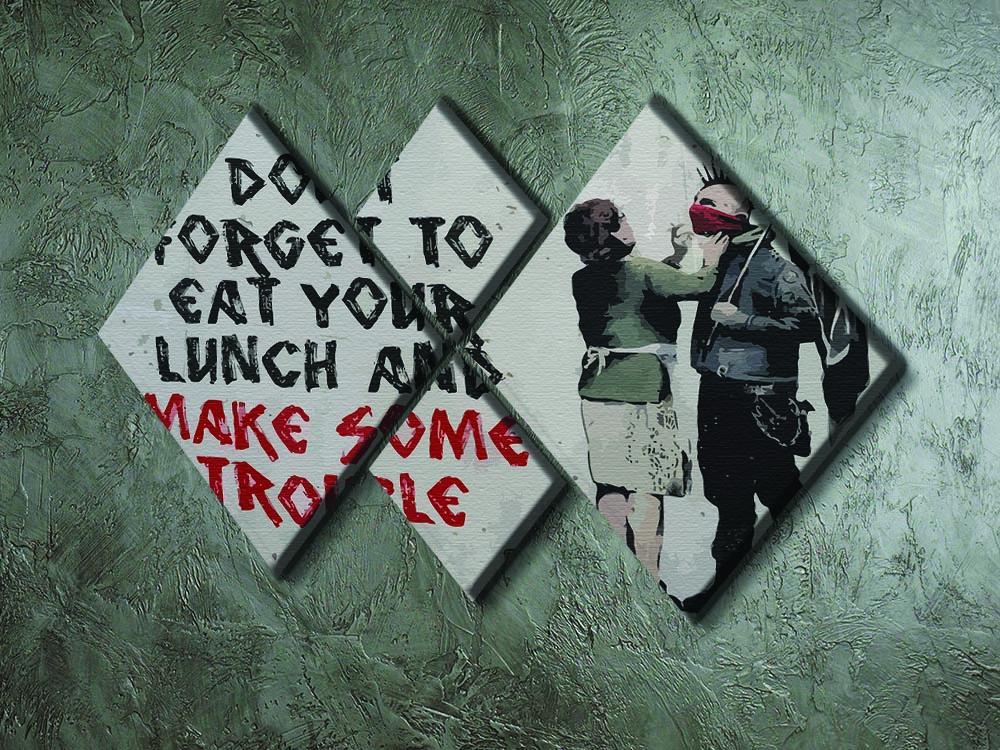 Banksy Make Some Trouble 4 Square Multi Panel Canvas - Canvas Art Rocks - 2