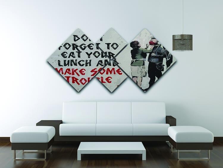 Banksy Make Some Trouble 4 Square Multi Panel Canvas - Canvas Art Rocks - 3