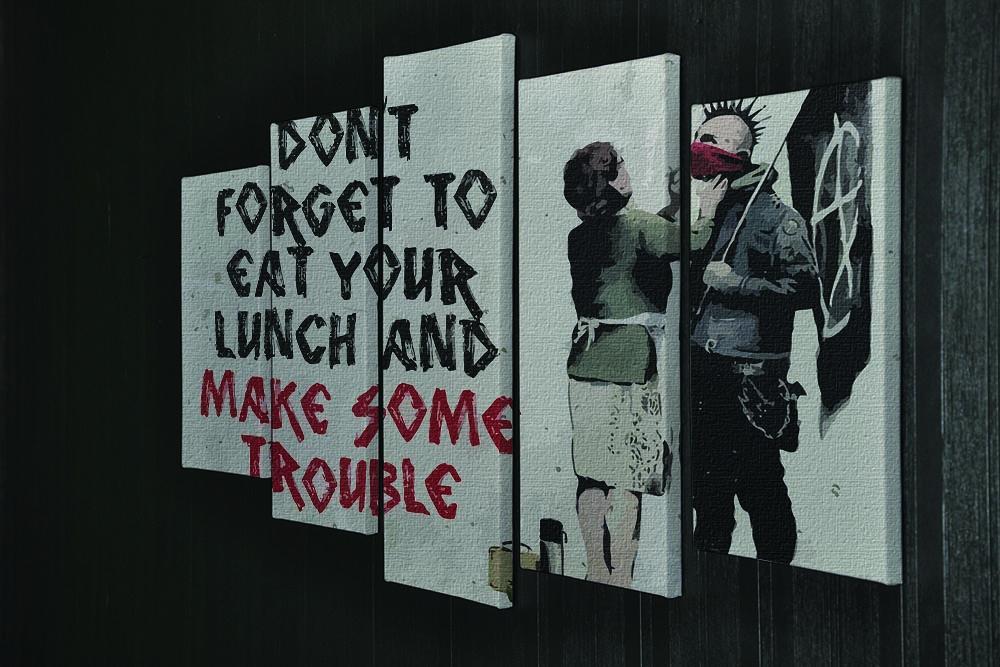 Banksy Make Some Trouble 5 Split Panel Canvas - Canvas Art Rocks - 2