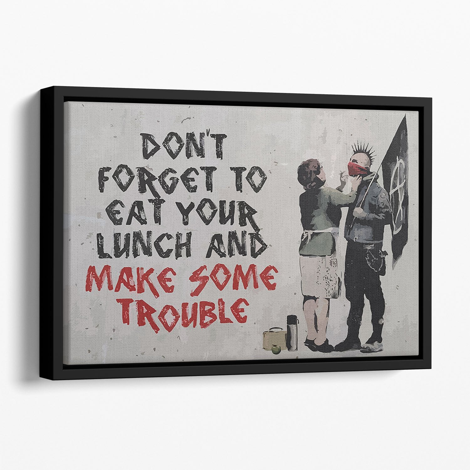 Banksy Make Some Trouble Floating Framed Canvas