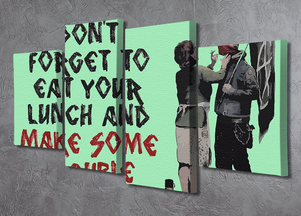 Banksy Make Some Trouble Green 4 Split Panel Canvas - Canvas Art Rocks - 2