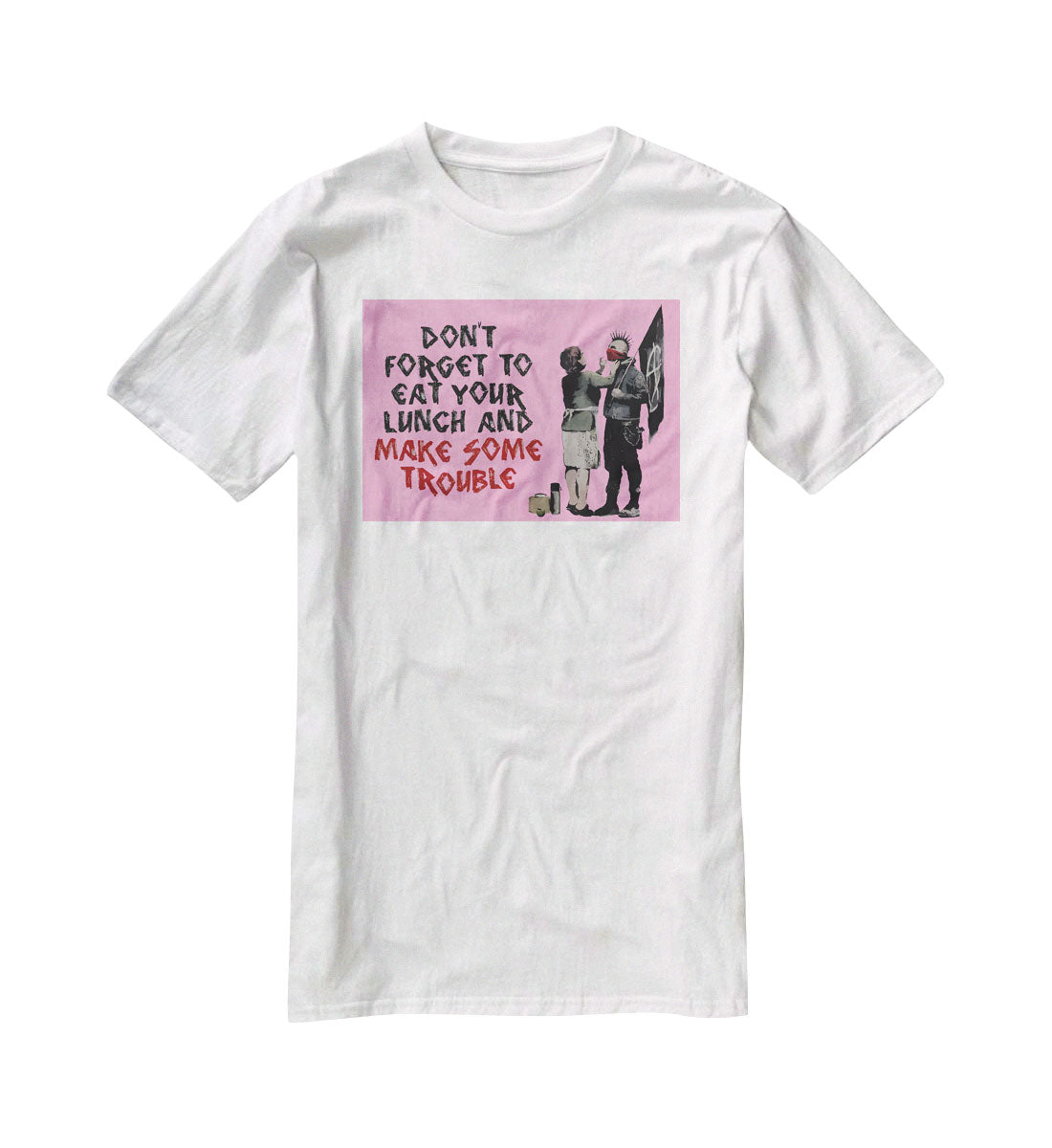 Banksy Make Some Trouble Pink T-Shirt - Canvas Art Rocks - 5