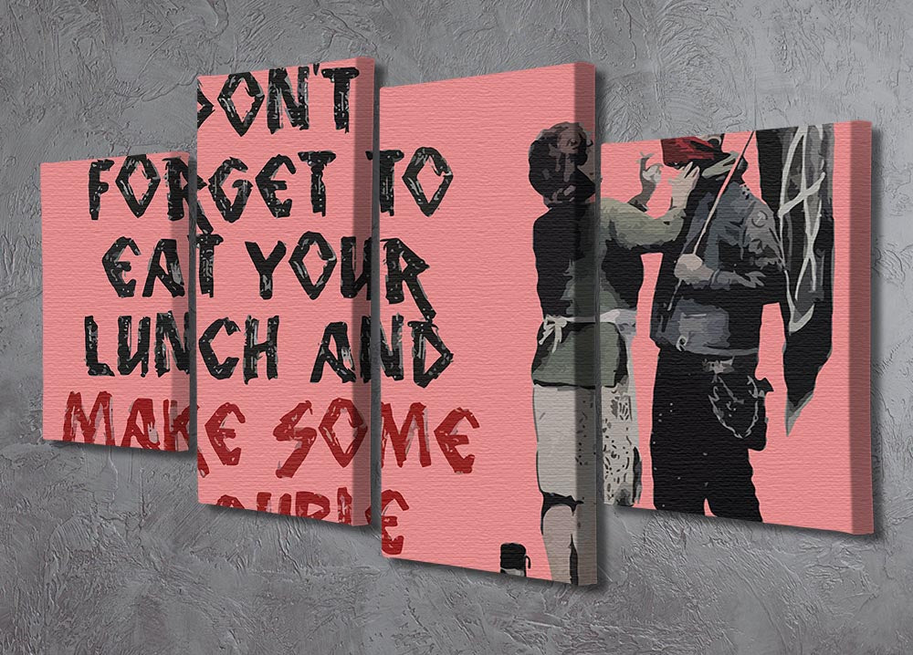 Banksy Make Some Trouble Red 4 Split Panel Canvas - Canvas Art Rocks - 2