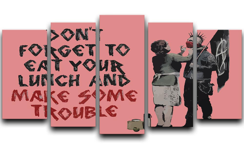 Banksy Make Some Trouble Red 5 Split Panel Canvas - Canvas Art Rocks - 1