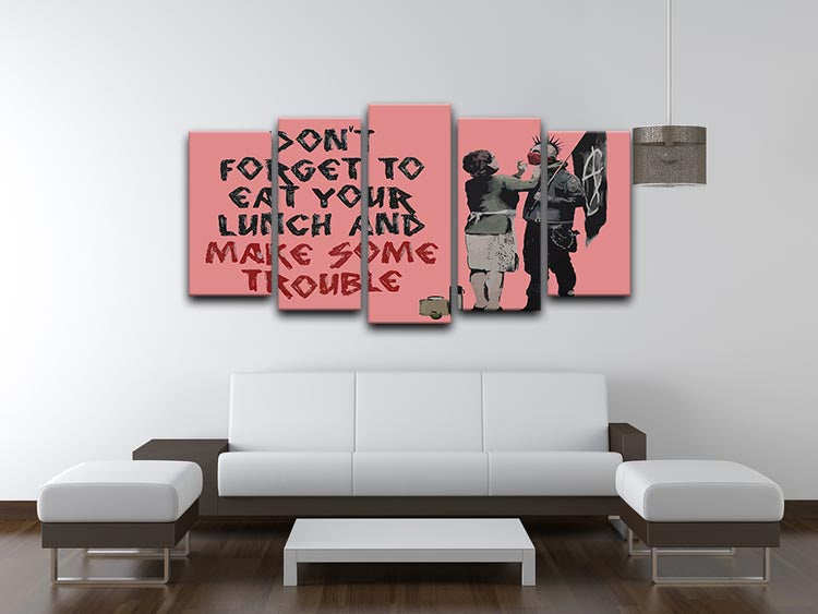 Banksy Make Some Trouble Red 5 Split Panel Canvas - Canvas Art Rocks - 3