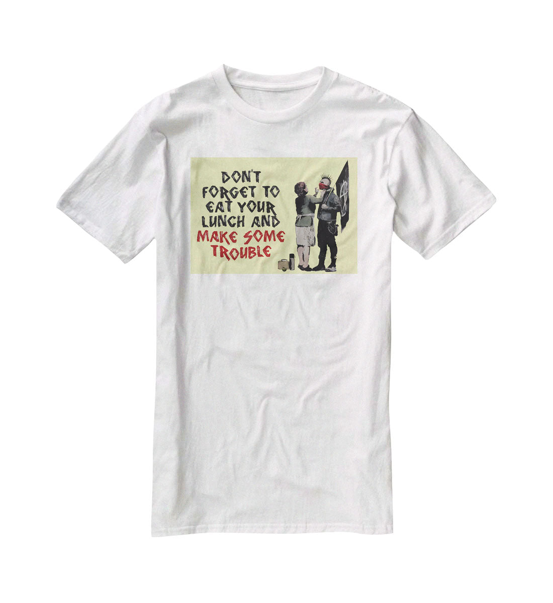 Banksy Make Some Trouble Yellow T-Shirt - Canvas Art Rocks - 5