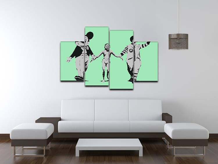 Banksy Mickey and Ronald Green 4 Split Panel Canvas - Canvas Art Rocks - 3