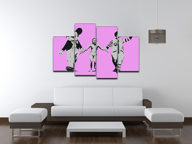 Banksy Mickey and Ronald Purple 4 Split Panel Canvas - Canvas Art Rocks - 3