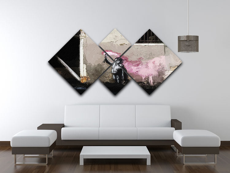 Banksy Migrant Child Venice 4 Square Multi Panel Canvas - Canvas Art Rocks - 3